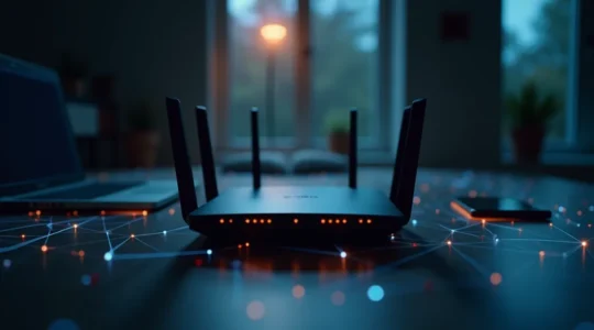 Représentation visuelle abstraite des risques liés à une adresse IP non protégée, montrant les menaces numériques et physiques